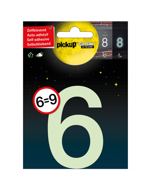 GLOW IN THE DARK NUMMER 6=9 75 MM ZELFKLEVEND