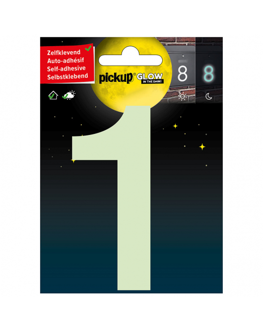 GLOW IN THE DARK NUMMER 1 100 MM ZELFKLEVEND