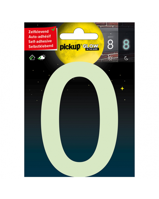 GLOW IN THE DARK NUMMER 0 100 MM ZELFKLEVEND