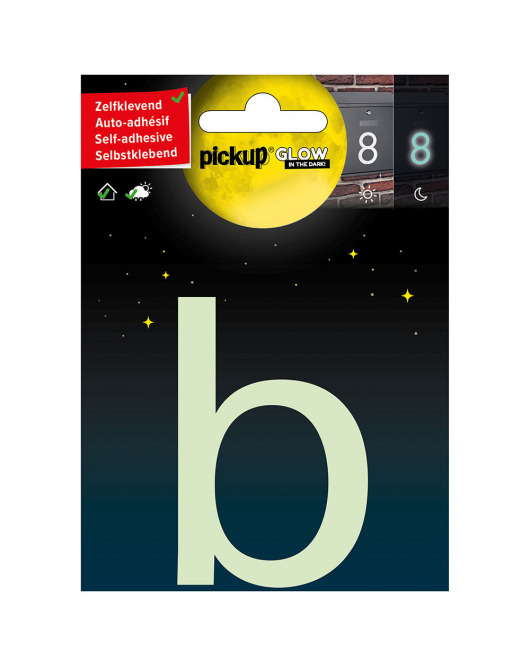 GLOW IN THE DARK LETTER B 75 MM ZELFKLEVEND