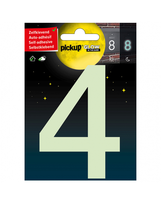 GLOW IN THE DARK NUMMER 4 100 MM ZELFKLEVEND