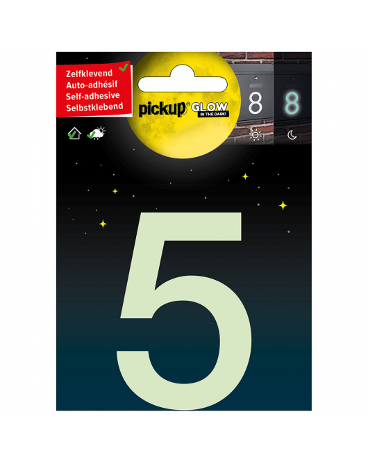 GLOW IN THE DARK NUMMER 5 75 MM ZELFKLEVEND