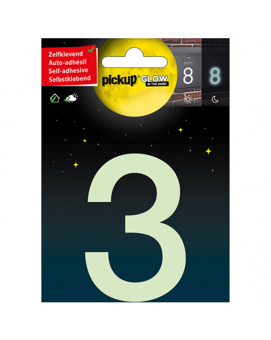 GLOW IN THE DARK NUMMER 3 75 MM ZELFKLEVEND
