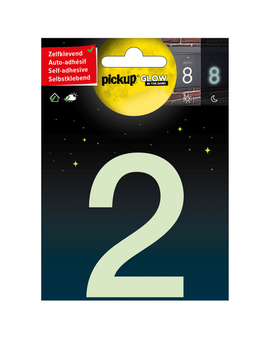 GLOW IN THE DARK NUMMER 2 75 MM ZELFKLEVEND
