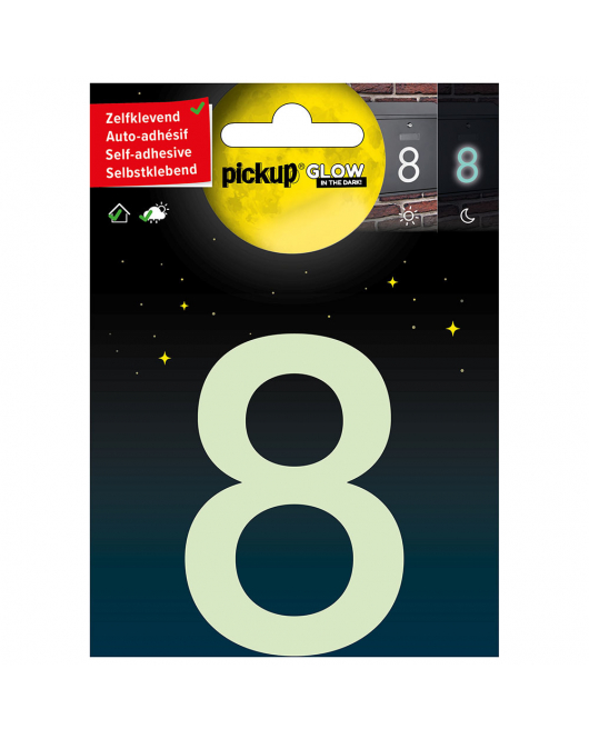GLOW IN THE DARK NUMMER 8 75 MM ZELFKLEVEND