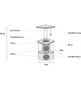 KRABPAAL ROCHEFORT GRIJS 38X38X105