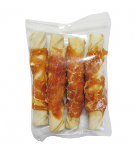 WITTE BUFFELHUID ROLLSTICKS XL 13 CM MET KIP 4-PACK