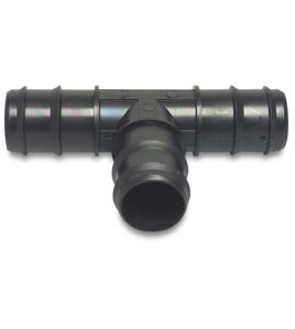 T-STUK 90° PP 20 MM X 16 MM X 20 MM BARBED 4BAR ZWART T-STUK 90° PP 20 MM X 16 MM X 20 MM BARBED 4BAR ZWART