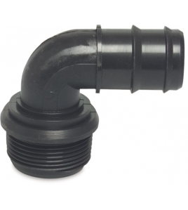 KNIE 90° PP 3/4" X 25 MM BUITENDRAAD X BARBED 4BAR ZWART KNIE 90° PP 3/4" X 25 MM BUITENDRAAD X BARBED 4BAR ZWART