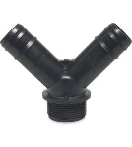 Y-STUK PP 20 MM X 3/4" X 20 MM BARBED X BUITENDRAAD X BARBED 4BAR ZWAR Y-STUK PP 20 MM X 3/4" X 20 MM BARBED X BUITENDRAAD X BARBED 4BAR ZWAR