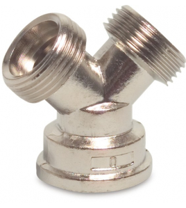 Y-STUK MESSING 3/4&quot; BUITENDRAAD X BUITENDRAAD X BINNENDRAAD 30BAR