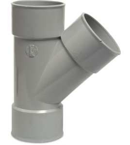T-STUK 45&deg; PVC-U 200 MM LIJMMOF GRIJS KOMO