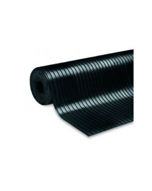 RUBBERLOPER RIB 6 MM ZWART 100CM BREED