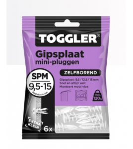 TOGGLER GIPSPLAAT PLUG SPM (MINI)- 6 ST. IN EEN OPHANGZAK (VERKOOPEENHEID 12 OPHANGZAKJES)