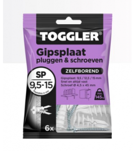 TOGGLER GIPSPLAAT PLUG SP-6S + SCHROEVEN ~ 6 ST. IN EEN OPHANGZAK (VERKOOPEENHEID 6 OPHANGZAKJES)