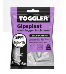 TOGGLER GIPSPLAAT PLUG SP-MINI 6S + SCHROEVEN (MINI)- 6 ST. IN EEN OPHANGZAK (VERKOOPEENHEID 6 OPHANGZAKJES)
