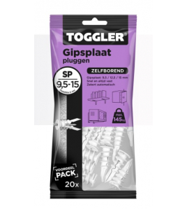 TOGGLER GIPSPLAAT PLUG SP ~ 20 ST. IN EEN OPHANGZAK (VERKOOPEENHEID 6 OPHANGZAKJES)