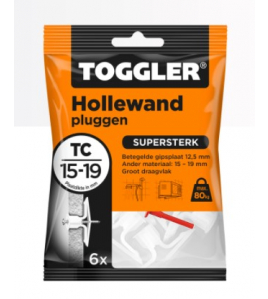 TOGGLER HOLLEWAND PLUG TC ~ 6ST. IN EEN OPHANGZAKJE (VERKOOPEENHEID 12 OPHANGZAKJES)