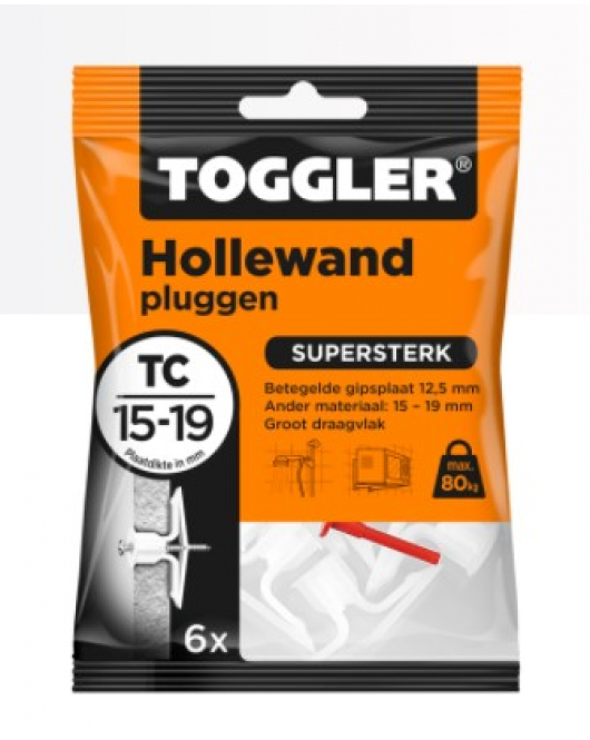 TOGGLER HOLLEWAND PLUG TC ~ 6ST. IN EEN OPHANGZAKJE (VERKOOPEENHEID 12 OPHANGZAKJES)