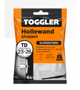 TOGGLER HOLLEWAND PLUG TD ~ 6ST. IN EEN OPHANGZAKJE (VERKOOPEENHEID 12 OPHANGZAKJES)