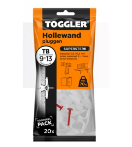 TOGGLER HOLLEWAND PLUG TB ~ 20ST. IN EEN OPHANGZAKJE (VERKOOPEENHEID 6 OPHANGZAKJES)
