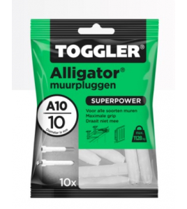 TOGGLER ALLIGATOR PLUG ZONDER FLENS A10 ~ 10ST. IN EEN OPHANGZAK (VERKOOPEENHEID 6 OPHANGZAKJES)