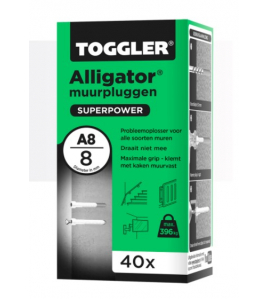 TOGGLER ALLIGATOR PLUG ZONDER FLENS A8 ~ 40ST. IN EEN DOOS (VERKOOPEENHEID 1 DOOS)
