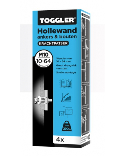 TOGGLER HOLLEWAND ANKERS M10 ~ 4ST. IN EEN DOOS (VERKOOPEENHEID 1 DOOS)