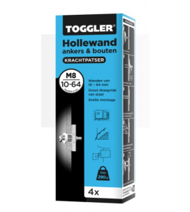 TOGGLER HOLLEWAND ANKERS M8 ~ 4ST. IN EEN DOOS (VERKOOPEENHEID 1 DOOS)