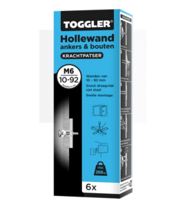 TOGGLER HOLLEWAND ANKERS M6 ~ 6ST. IN EEN DOOS (VERKOOPEENHEID 1 DOOS)