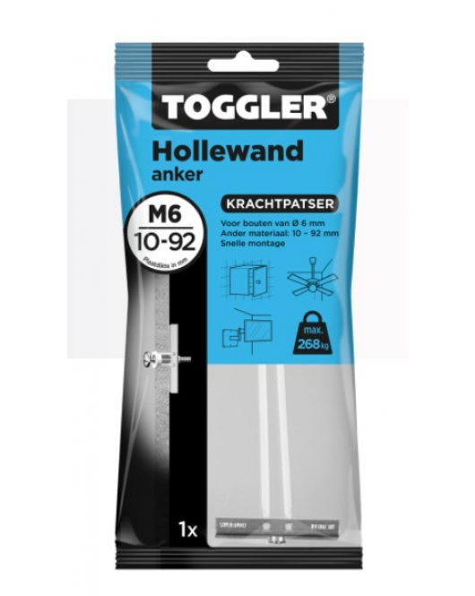 TOGGLER HOLLEWAND ANKERS M6 ~ 1ST. IN EEN OPHANGZAKJE (VERKOOPEENHEID 6 OPHANGZAKJES)