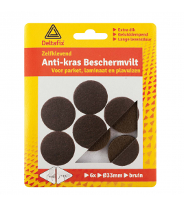 ANTI-KRASVILT ZELFKLEVEND ROND BRUIN 33 MM 6ST