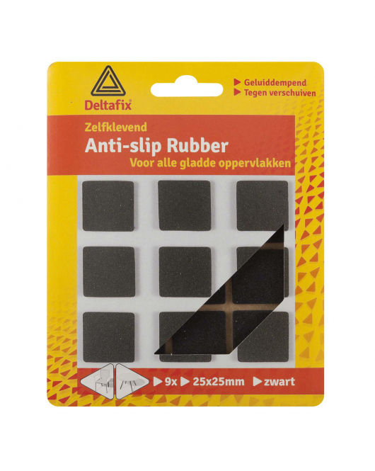 ANTI-SLIPRUBBER ZELFKLEVEND ZWART 25 MM X 25 MM 9ST