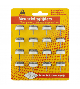 VILTGLIJDER MET SCHROEF GRIJS VILT HOUDER LICHTGRIJS GRIJS 20 MM 16ST