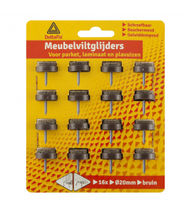 VILTGLIJDER MET SCHROEF GRIJS VILT HOUDER BRUIN BRUIN 20 MM 16ST