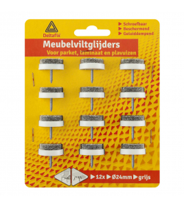 VILTGLIJDER MET SCHROEF GRIJS VILT HOUDER LICHTGRIJS GRIJS 24 MM 12ST