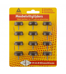 VILTGLIJDER MET SCHROEF GRIJS VILT HOUDER BRUIN BRUIN 24 MM 12ST