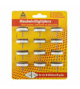 VILTGLIJDER MET SCHROEF GRIJS VILT HOUDER LICHTGRIJS GRIJS 28 MM 12ST