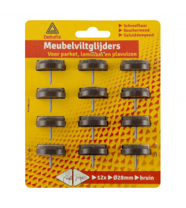 VILTGLIJDER MET SCHROEF GRIJS VILT HOUDER BRUIN BRUIN 28 MM 12ST