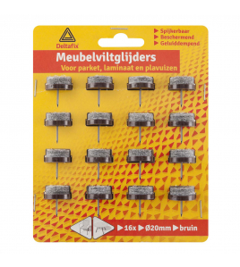 VILTGLIJDER MET NAGEL GRIJS VILT HOUDER BRUIN BRUIN 20 MM 16ST