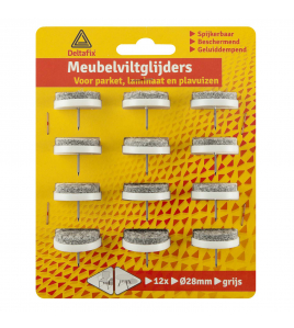 VILTGLIJDER MET NAGEL GRIJS VILT HOUDER LICHTGRIJS GRIJS 28 MM 12ST