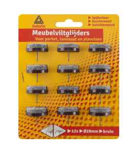 VILTGLIJDER MET NAGEL GRIJS VILT HOUDER BRUIN BRUIN 28 MM 12ST