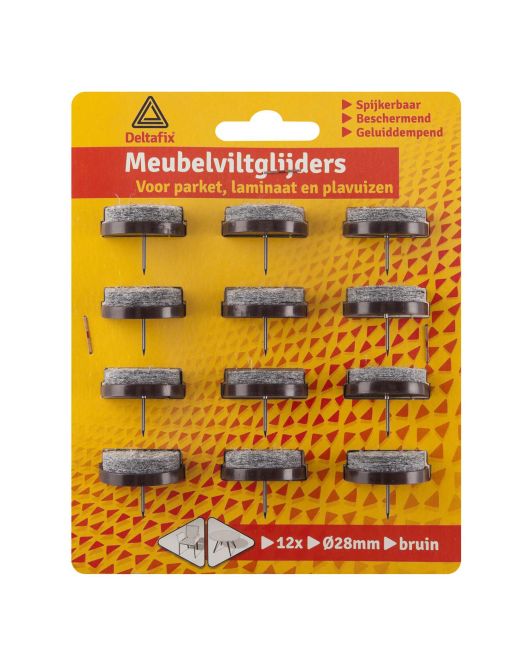 VILTGLIJDER MET NAGEL GRIJS VILT HOUDER BRUIN BRUIN 28 MM 12ST VILTGLIJDER MET NAGEL GRIJS VILT HOUDER BRUIN BRUIN 28 MM 12ST