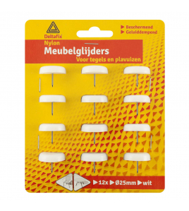 NYLONGLIJDER MET NAGEL NYLON WIT 25 MM 12ST