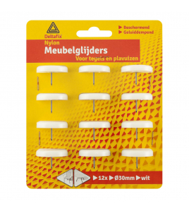 NYLONGLIJDER MET NAGEL NYLON WIT 30 MM 12ST