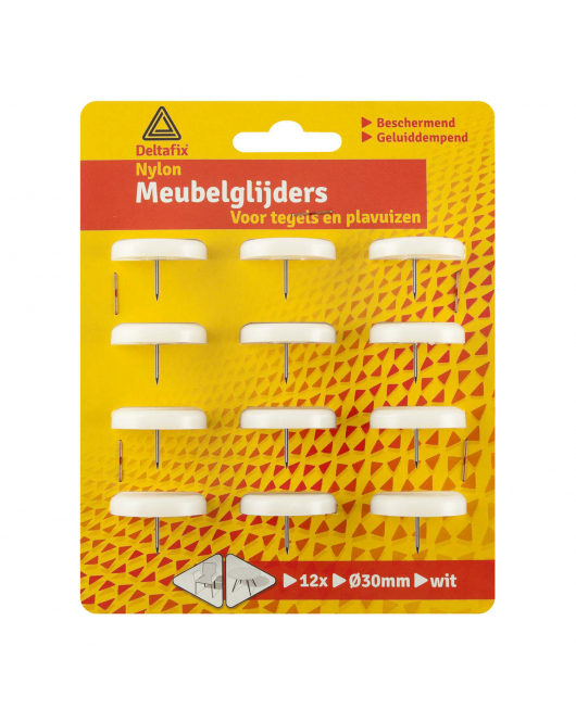 NYLONGLIJDER MET NAGEL NYLON WIT 30 MM 12ST