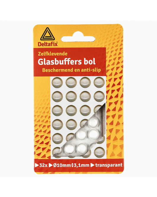 GLASBUFFER ZELFKLEVEND BOL TRANSPARANT 10 MM X 3.1MM 32ST