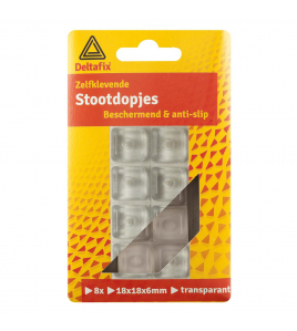 STOOTDOP ZELFKLEVEND TRANSPARANT 18 MM X 18 MM X 6 MM 8ST