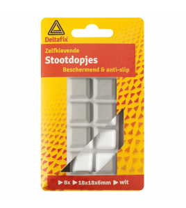 STOOTDOP ZELFKLEVEND WIT 18 MM X 18 MM X 6 MM 8ST