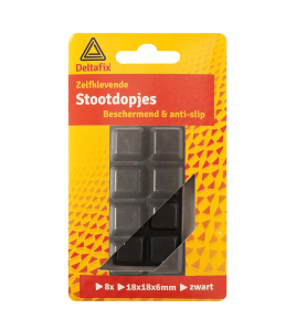 STOOTDOP ZELFKLEVEND ZWART 18 MM X 18 MM X 6 MM 8ST